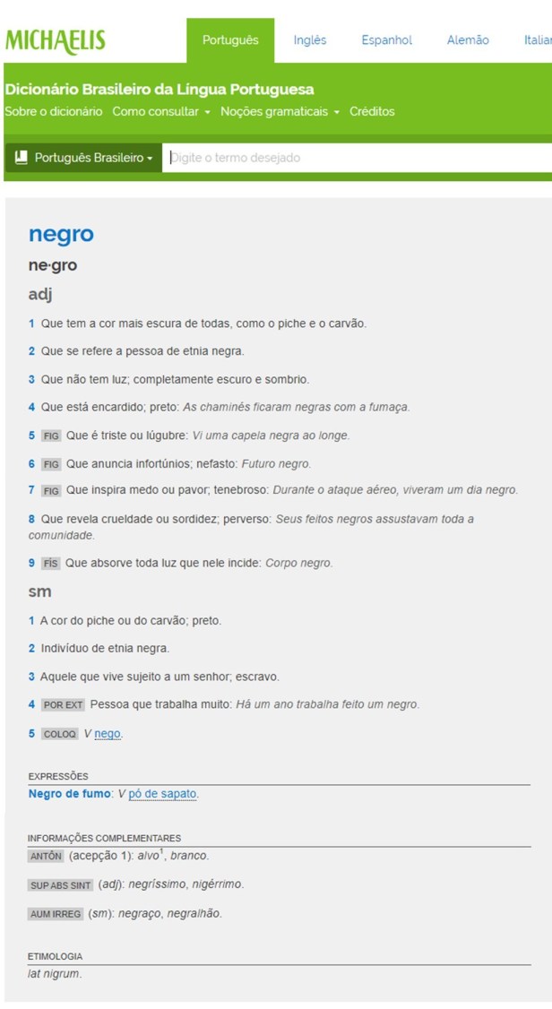 Negro - Michaelis